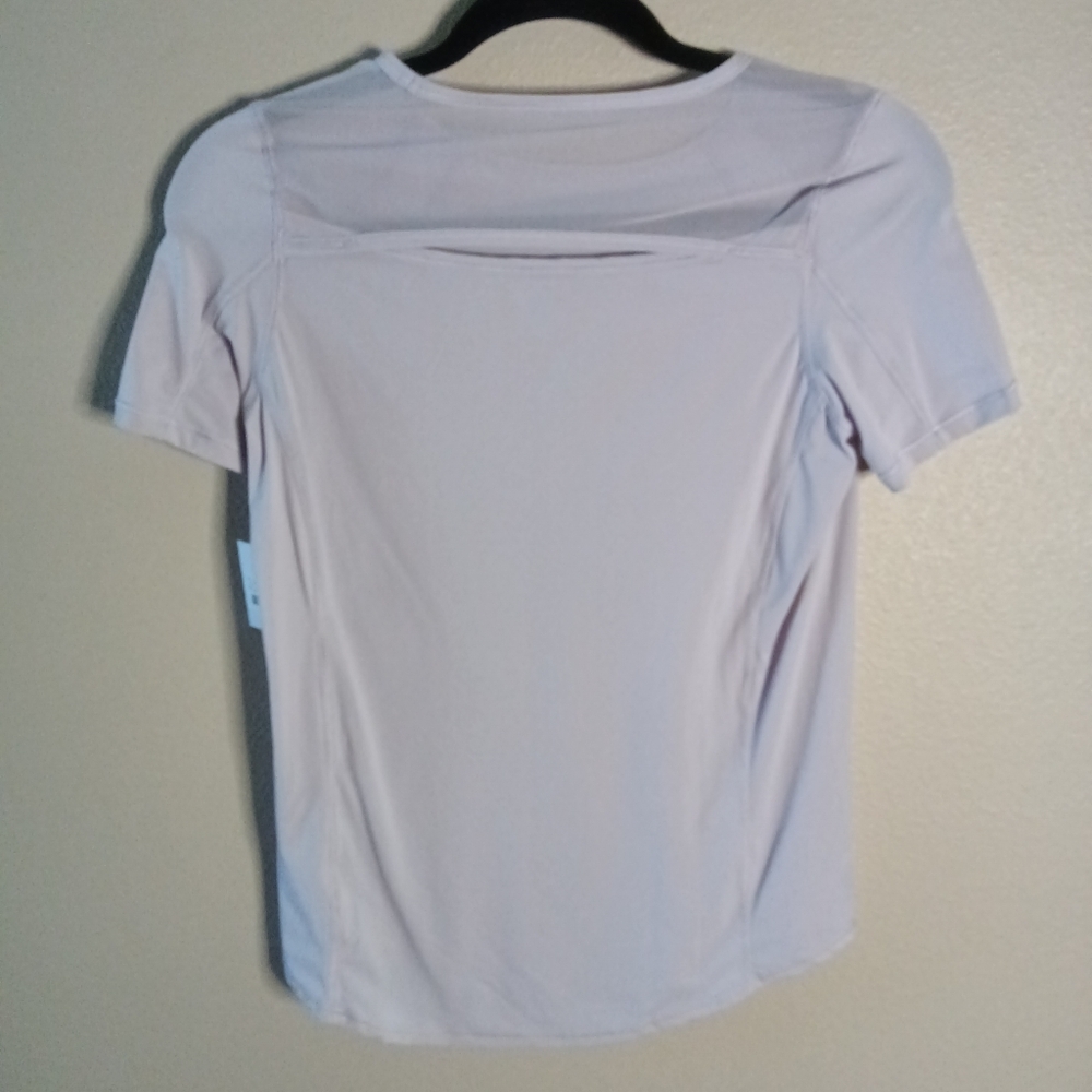 Pure Barre Lavender Tee Shirt Round Neck Mesh Open Back Size Small - Picture 5 of 7